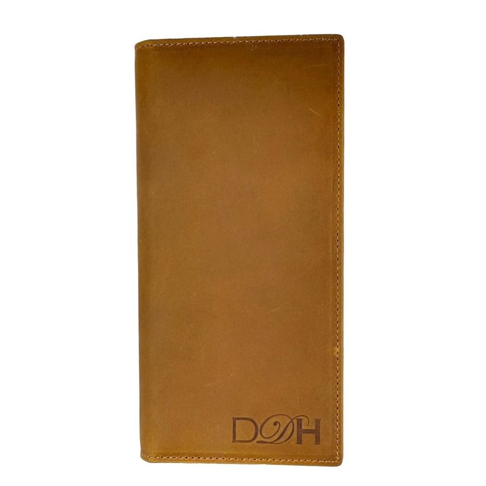 DALLAS DESIGNER HANDBAGS  Long Bifold Crazy Horse Leather Wallet Brown